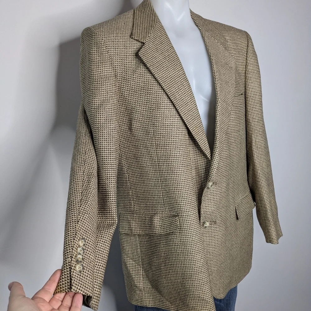 Vintage Lanvin Tan Brown Woven Professional Blazer Jacket